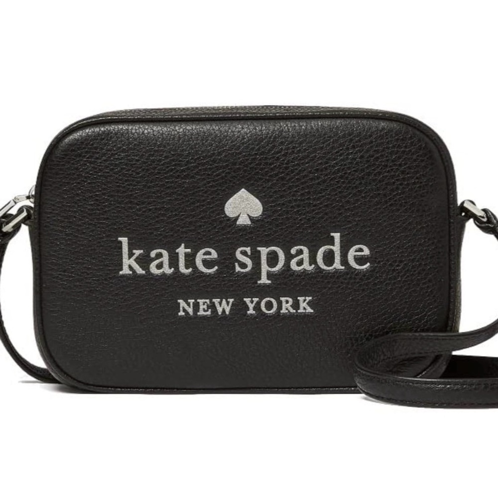 Kate Spade Black Pebbled Leather Logo Crossbody - NWT